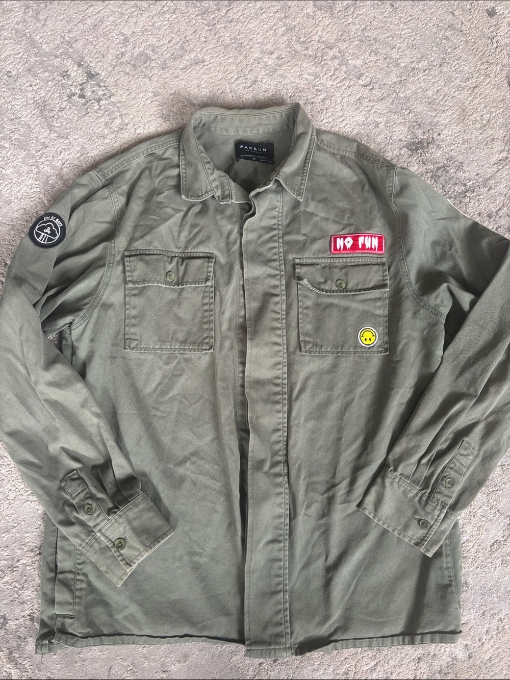 PacSun Olive Green Military Field Jacket with Patch Details